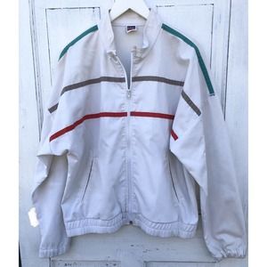 Vintage Levi’s Cotton Blend Full Zip Jacket Ivory Front Pockets Striped XL